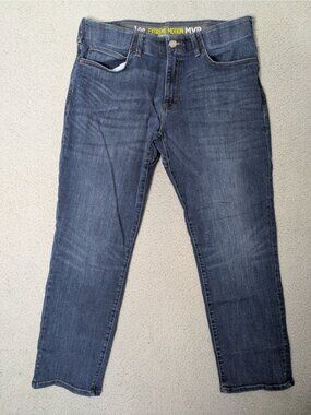 Lee Extreme Motion MVP 36X30 Tapered Leg Straight Fit Blue Denim Jeans Performan